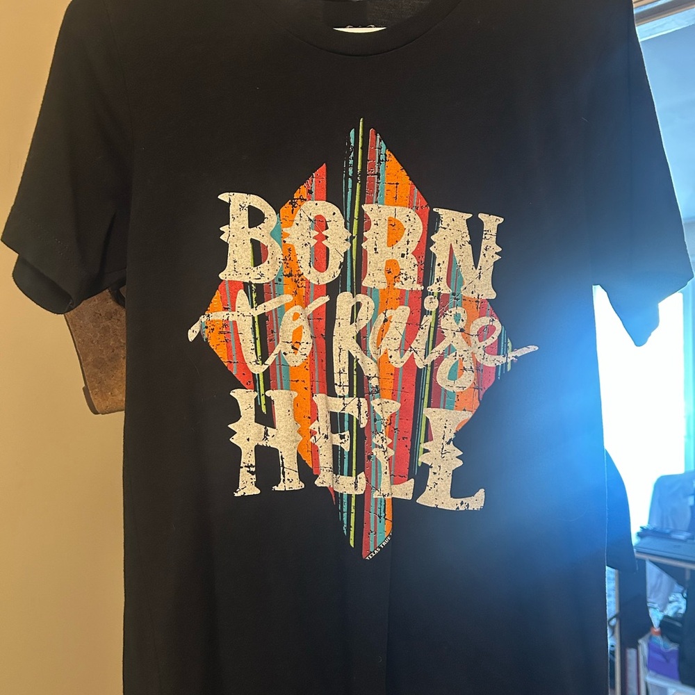 Black Graphic Tee with Colorful Design